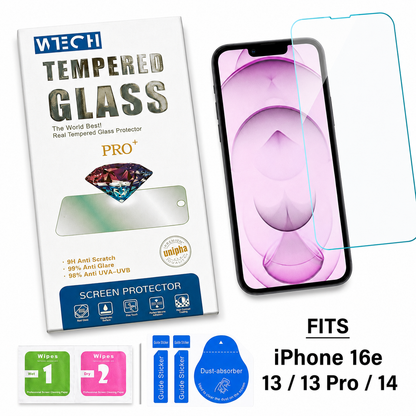 WTECH clear scratch-resistant screen protector for Apple iPhone 17e and iPhone 16e

