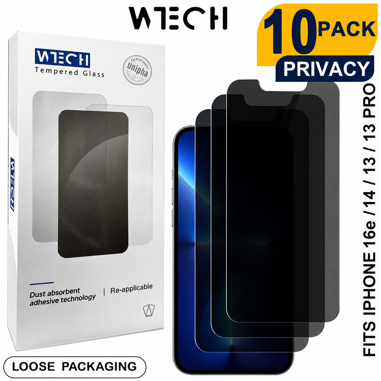 iPhone screen protector Canada – WTECH Sapphire Pro tempered glass pack of 10
