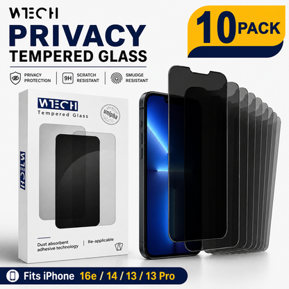 Clear Pack of 10 WTECH Sapphire Pro Tempered Glass for Apple iPhone 17e and iPhone 16e

