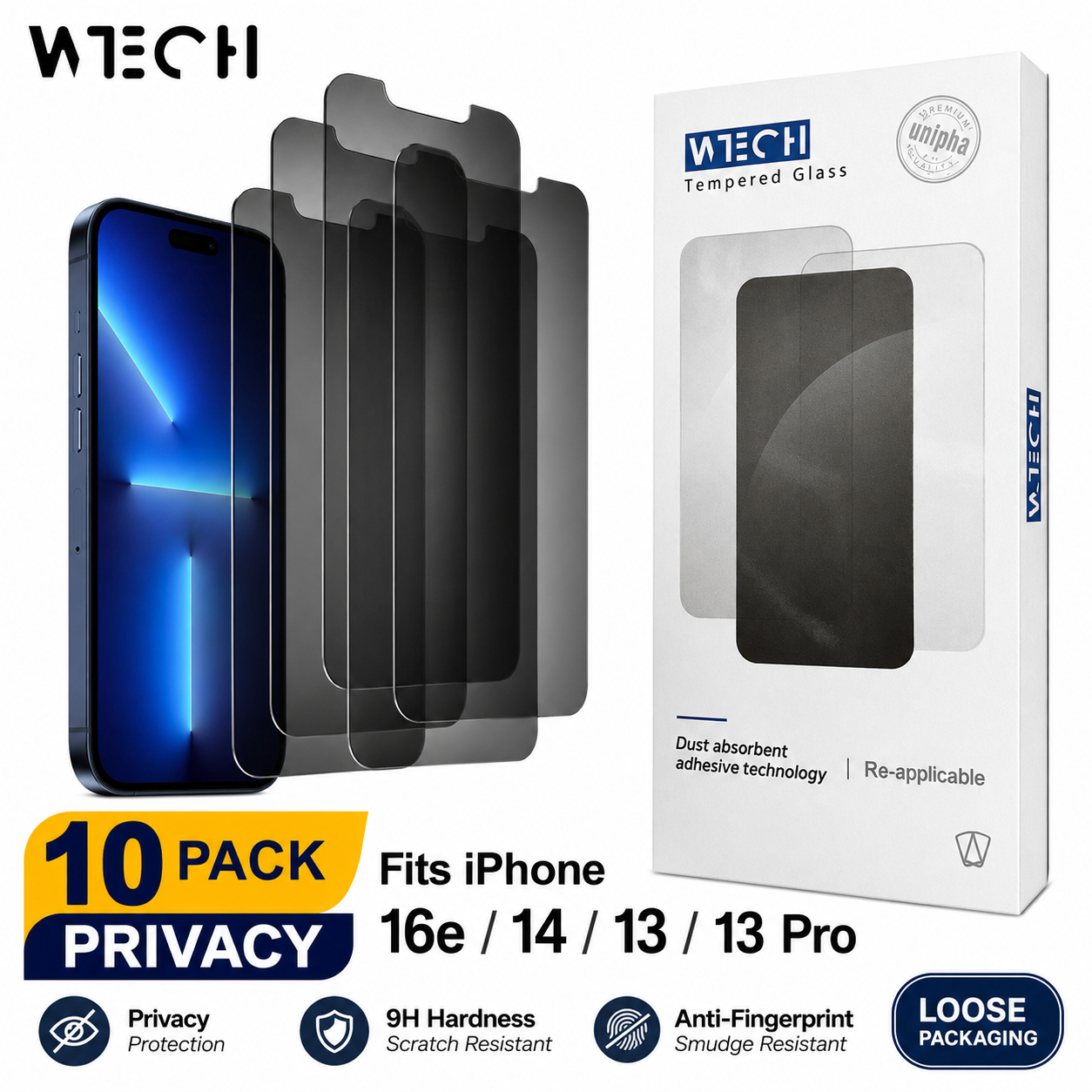 Clear WTECH Sapphire Pro screen protection for Apple iPhone 17e and iPhone 16e
