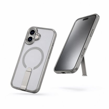 Apple iPhone 17 Grey MagSafe Magnetic Protective Phone Cover with Stand