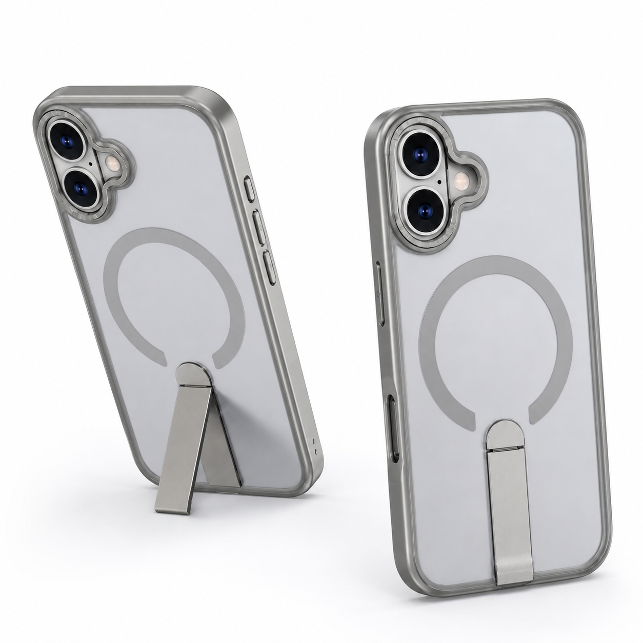 Premium Grey MagSafe iPhone 17 Case with Built-in iStand Kickstand