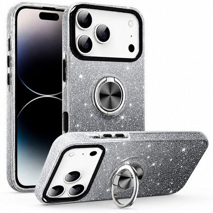 Black & Silver Glitter Ring Protective Phone Case for Apple iPhone 17 Pro Max – Shockproof Mobile Cover