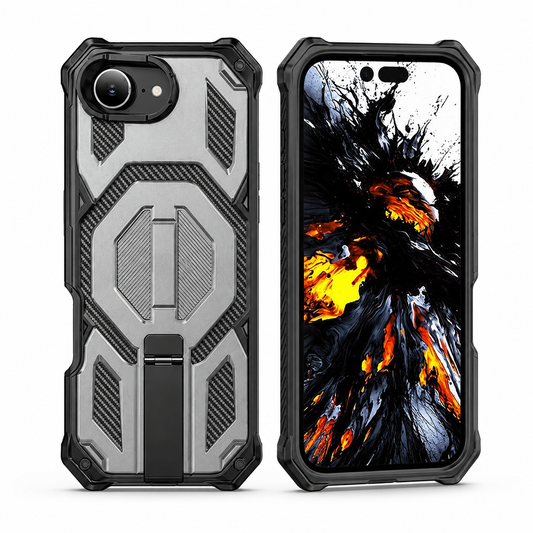 Outrider MagSafe rugged case for Apple iPhone 17e and iPhone 16e Grey – front and back view