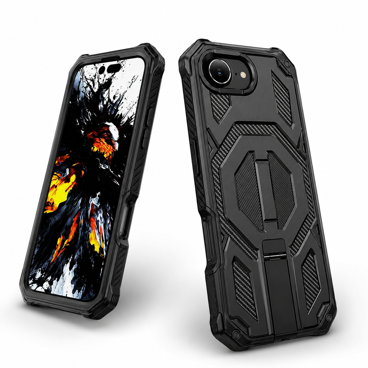 Durable iPhone 17e 16e black phone case with MagSafe and heavy-duty drop protection in Canada