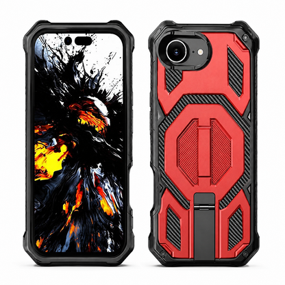 Outrider Rugged MagSafe Case for Apple iPhone 17e and iPhone 16e Red – front and back view