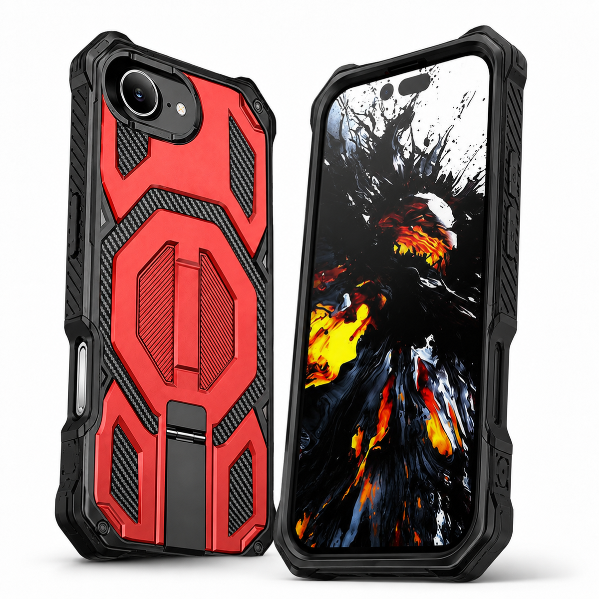 Best rugged phone case for drop protection iPhone 17e and 16e – rear three-quarter view