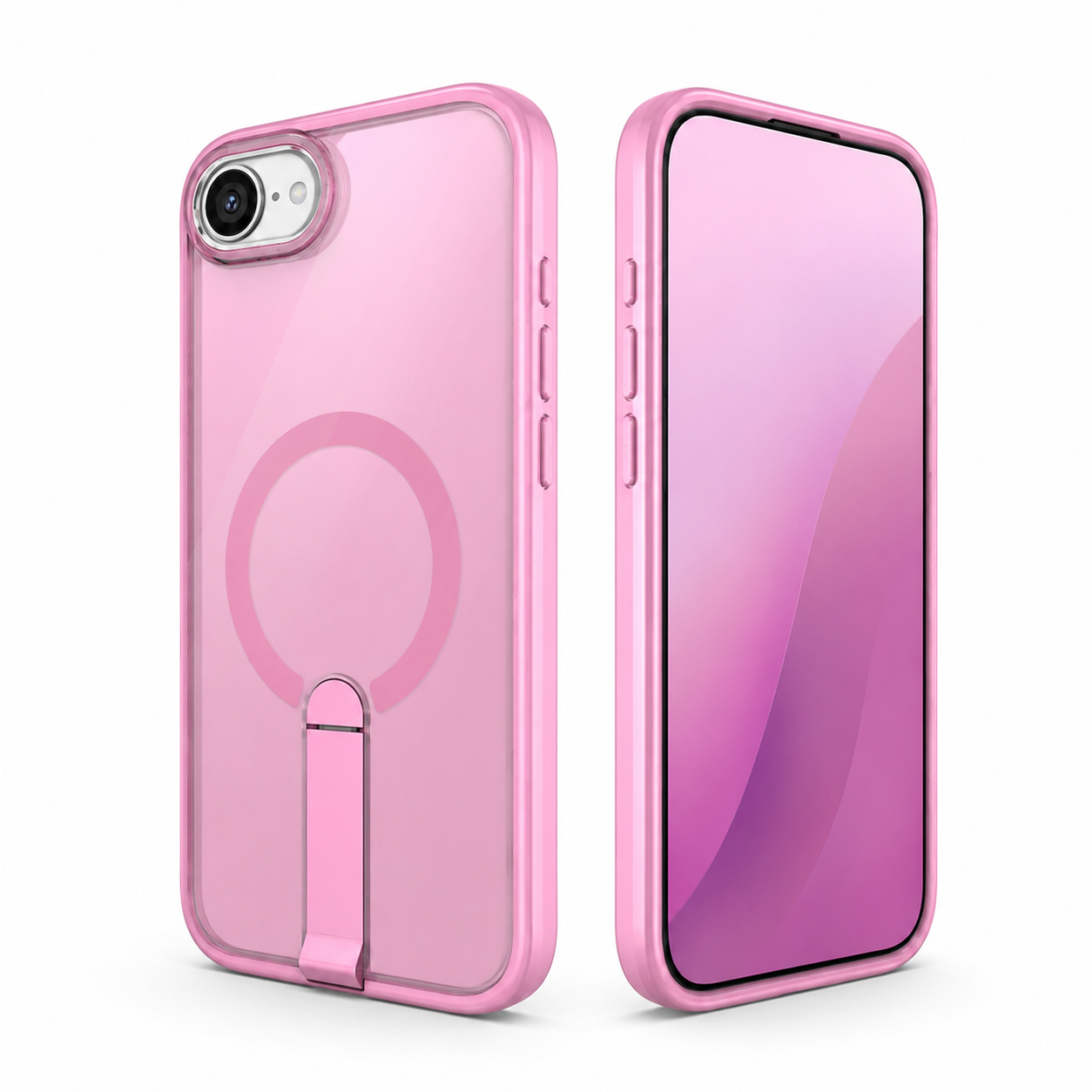 Pink shockproof iStand mobile cover for iPhone 17e and 16e – durable phone cases Canada
