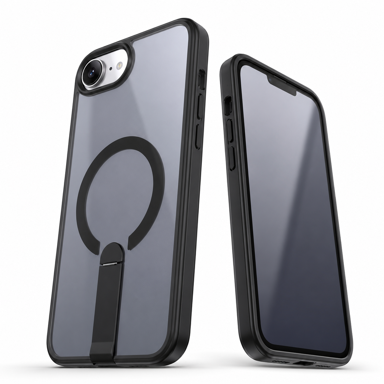 Apple iPhone 17e and 16e black MagSafe stand case side view – buy mobile covers online Canada