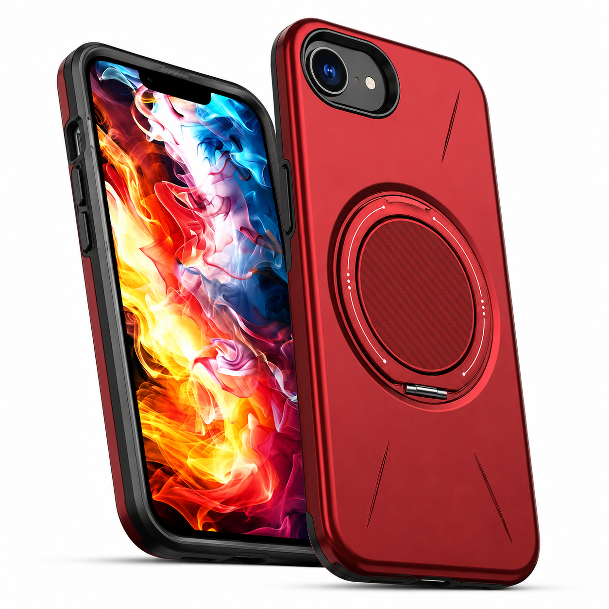iPhone 17e and 16e red MagSafe ring protective cover – rugged phone case for drop protection