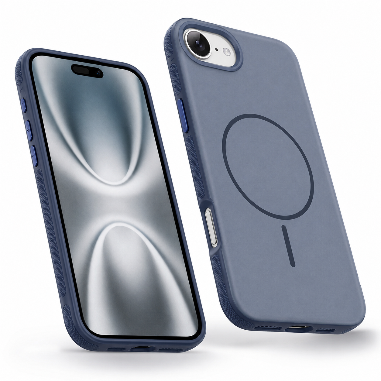 Apple iPhone 17e and 16e blue Glam Case angled view – best phone covers for protection