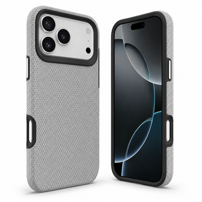 Durable grey protective cover for iPhone 18 Pro with anti-slip textured grip