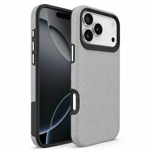 Grey Triangle Protective Case for Apple iPhone 17 Pro Max with shockproof textured back and raised camera protection