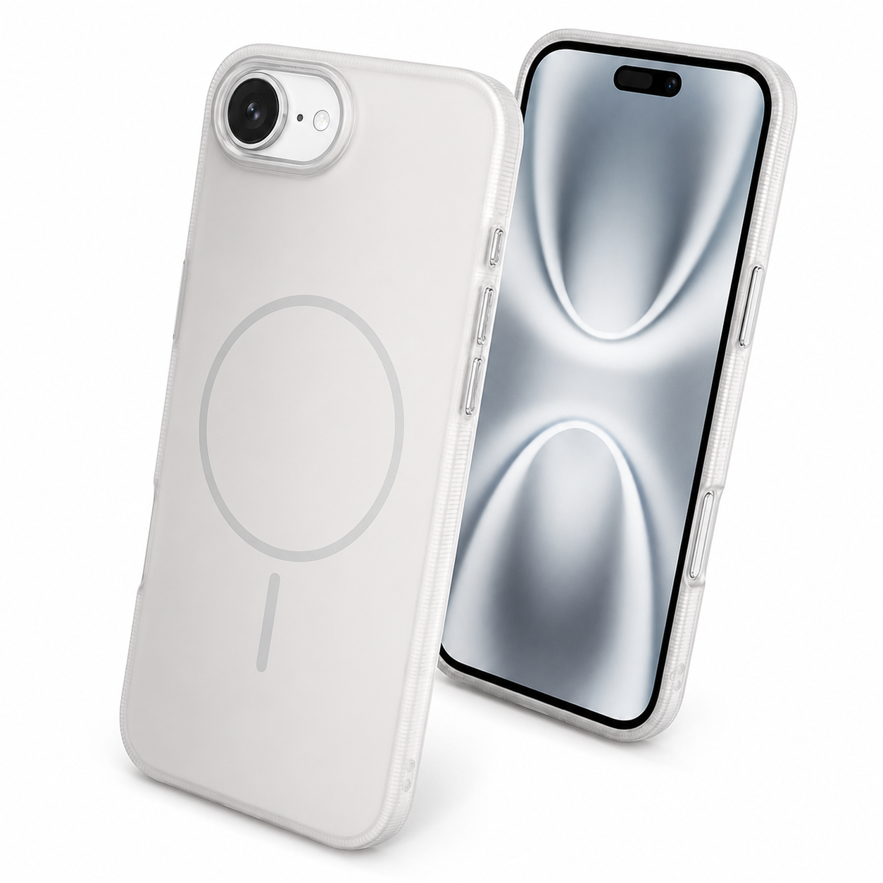 White MagSafe Glam Case side angle for iPhone 17e and 16e – smartphone accessories Canada