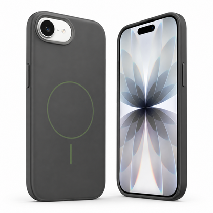 Grey iPhone 17e and 16e MagSafe silicone cover back view – phone cases Canada