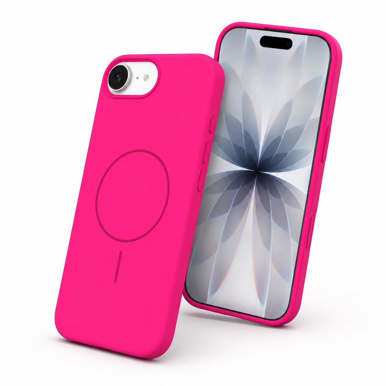 Hot pink protective silicone mobile cover back view – buy mobile covers online Canada