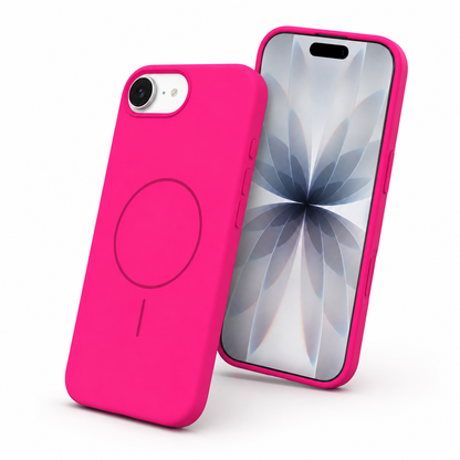Hot pink protective silicone mobile cover back view – buy mobile covers online Canada