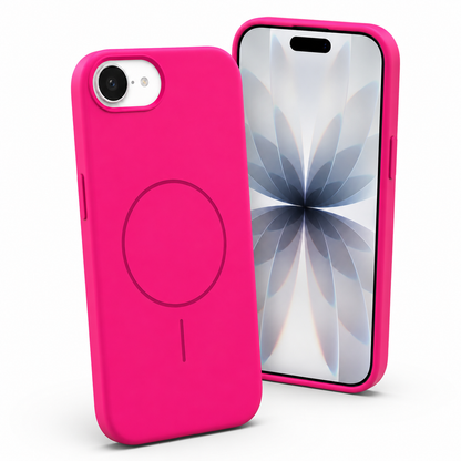 Hot pink iPhone 17e and 16e MagSafe silicone cover – stylish phone case Canada