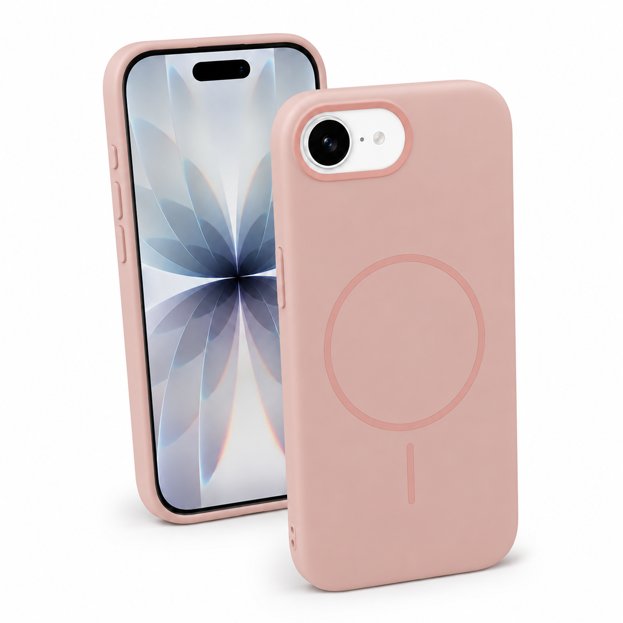 Rose gold iPhone 17e and 16e MagSafe cover back view – phone cases Canada
