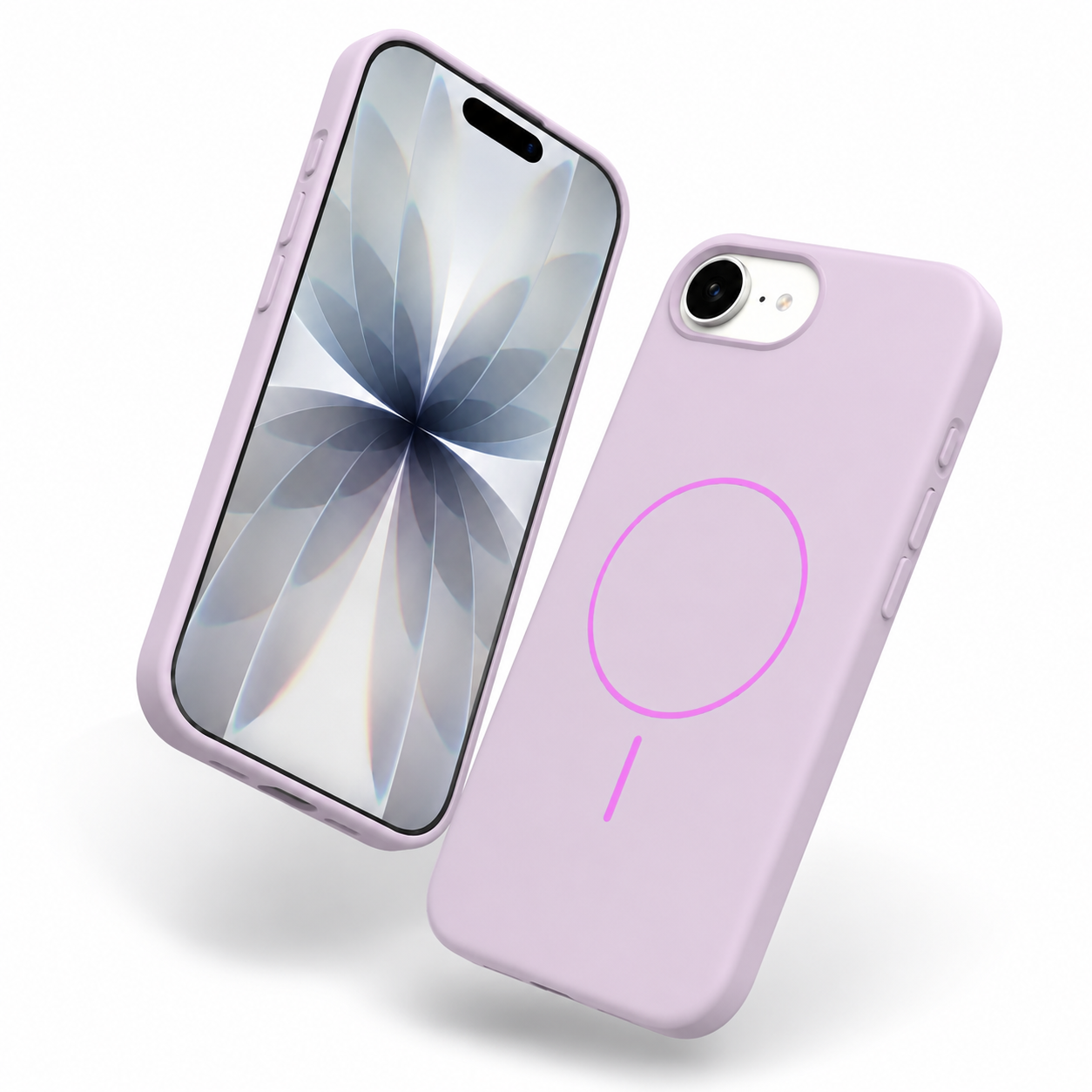 Purple iPhone 17e and 16e MagSafe silicone cover back view – silicone phone case