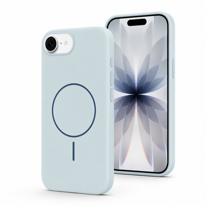 Sky blue iPhone 17e and 16e MagSafe cover back view – phone cases Canada
