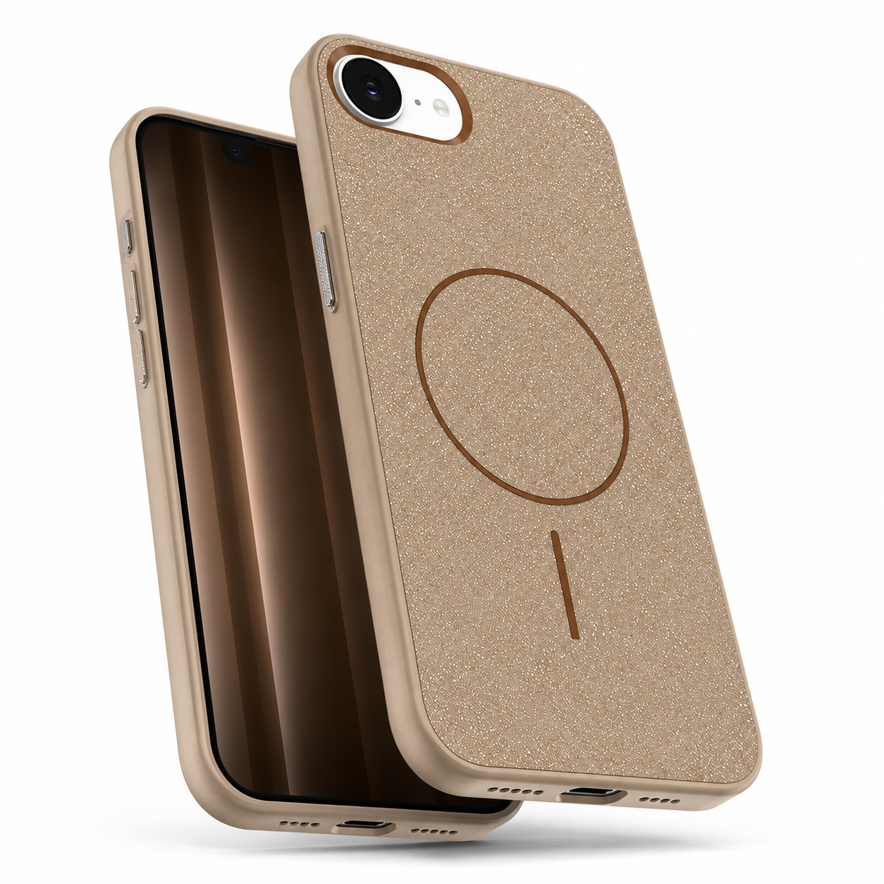 Slim desert titanium Glitsy case for Apple iPhone 17e and 16e – minimalist phone case

