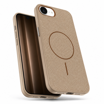Slim desert titanium Glitsy case for Apple iPhone 17e and 16e – minimalist phone case
