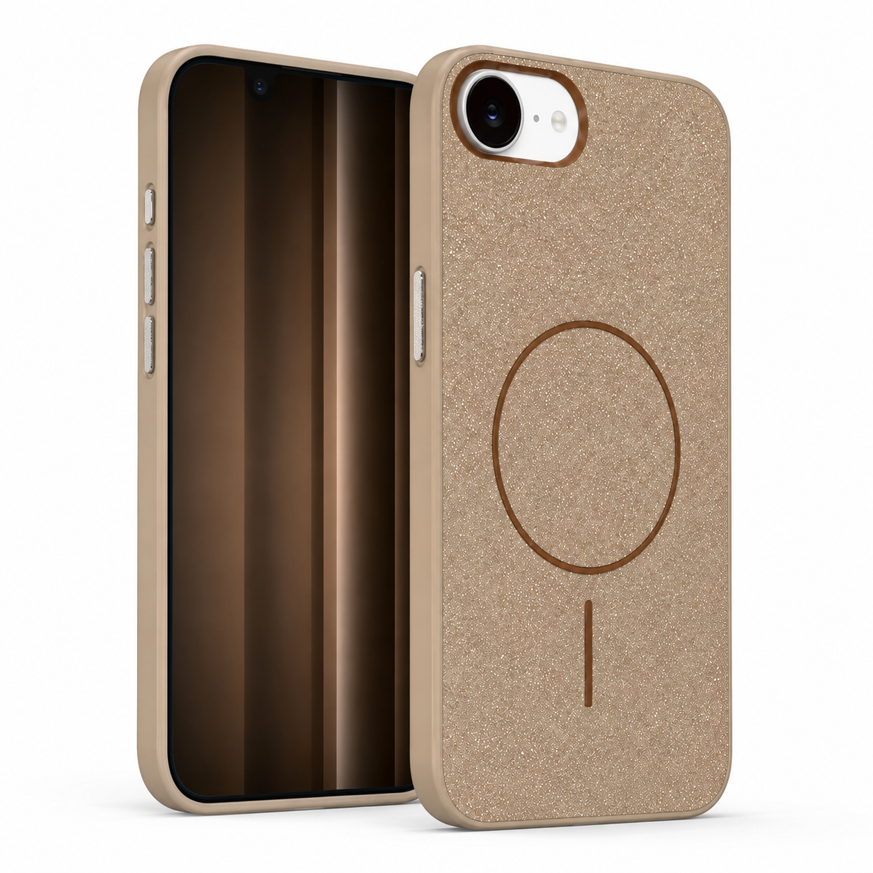 Apple iPhone 17e and 16e desert titanium case angled view – smartphone accessories Canada