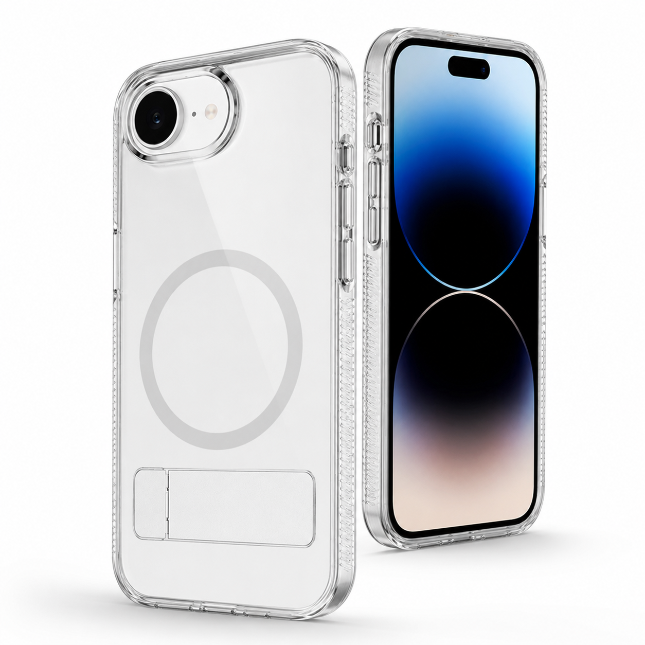 Clear MagSafe kickstand cover for Apple iPhone 17e and 16e back view – durable phone cases Canada
