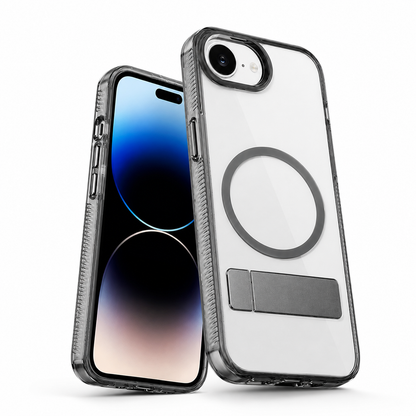 Slim black iPhone 17e and 16e case with three-angle viewing stand – best iPhone case for protection Canada
