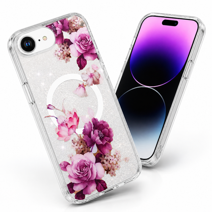 Apple iPhone 17e and 16e Deep Purple Flower case side view – mobile accessories Canada