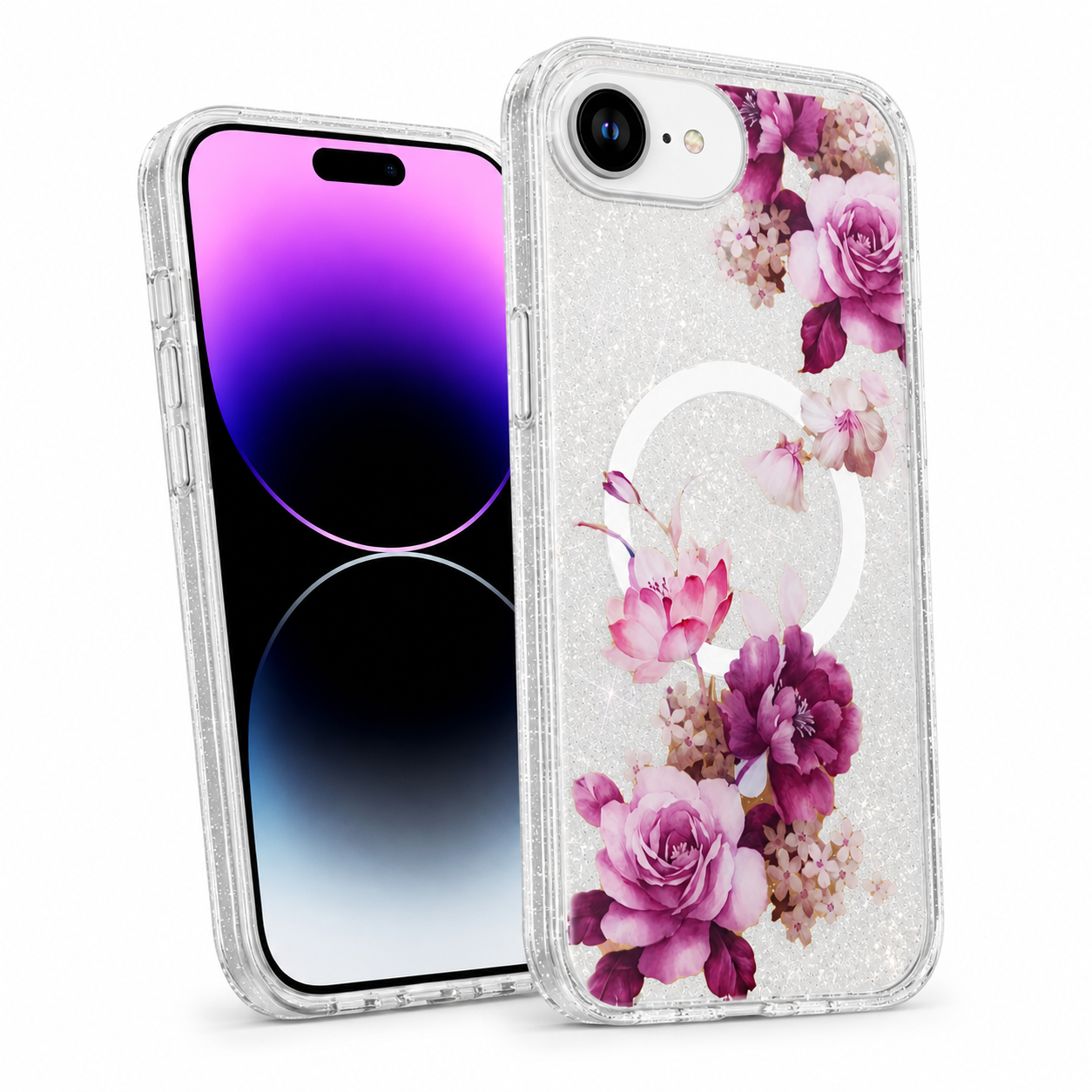 Deep purple floral MagSafe protective mobile cover – durable phone cases Canada