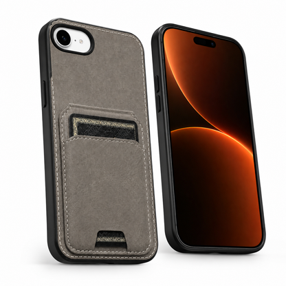 Slim grey iPhone 17e and 16e case with secure card storage – best iPhone case for protection Canada