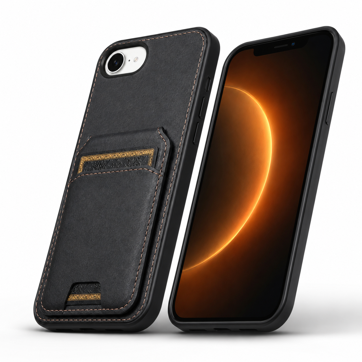 Slim black iPhone 17e and 16e case with convenient card storage – durable phone cases Canada