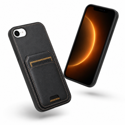 Black iPhone 17e and 16e protective wallet case with card holder – buy mobile covers online Canada
