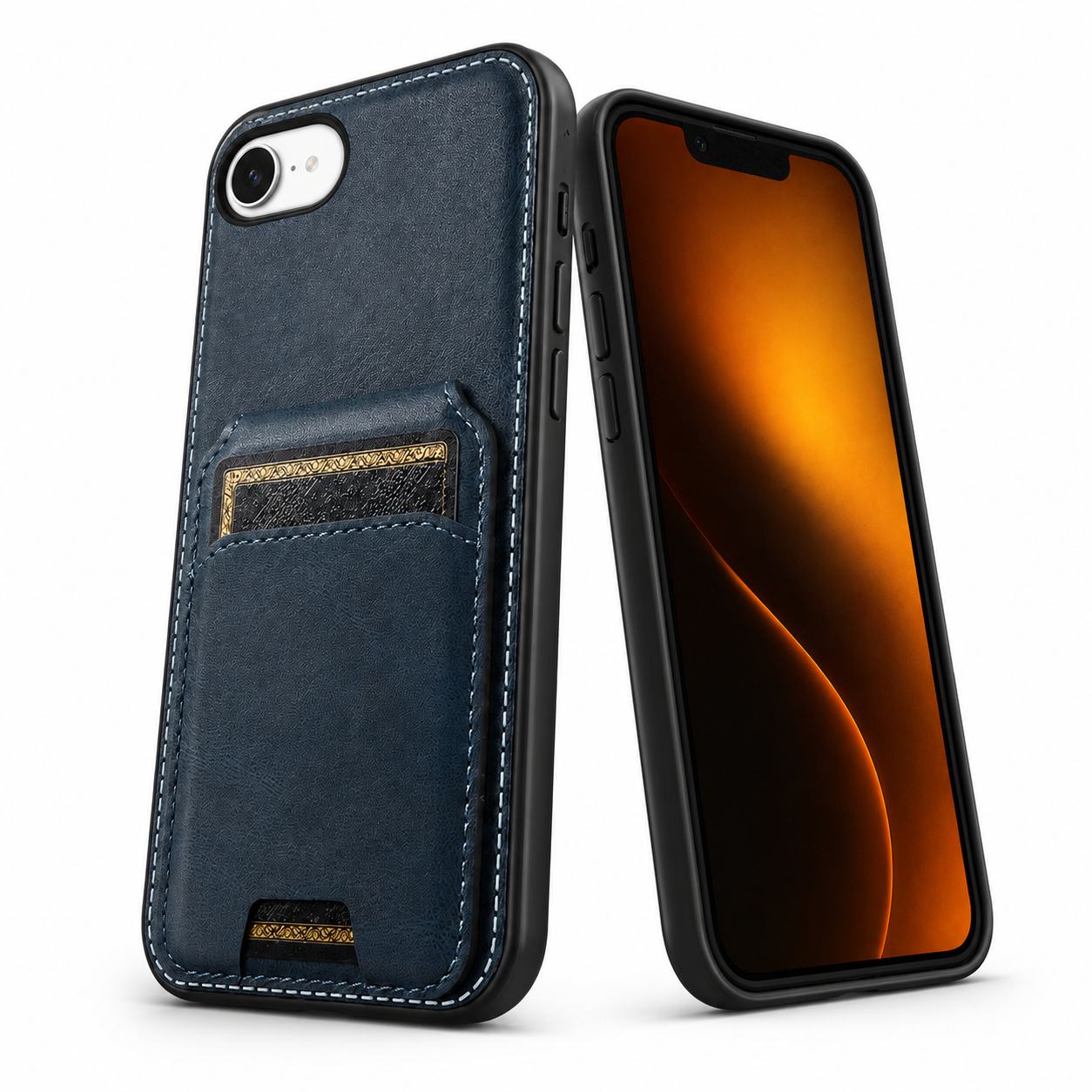Slim navy wallet phone case with camera and edge protection – durable phone case Canada