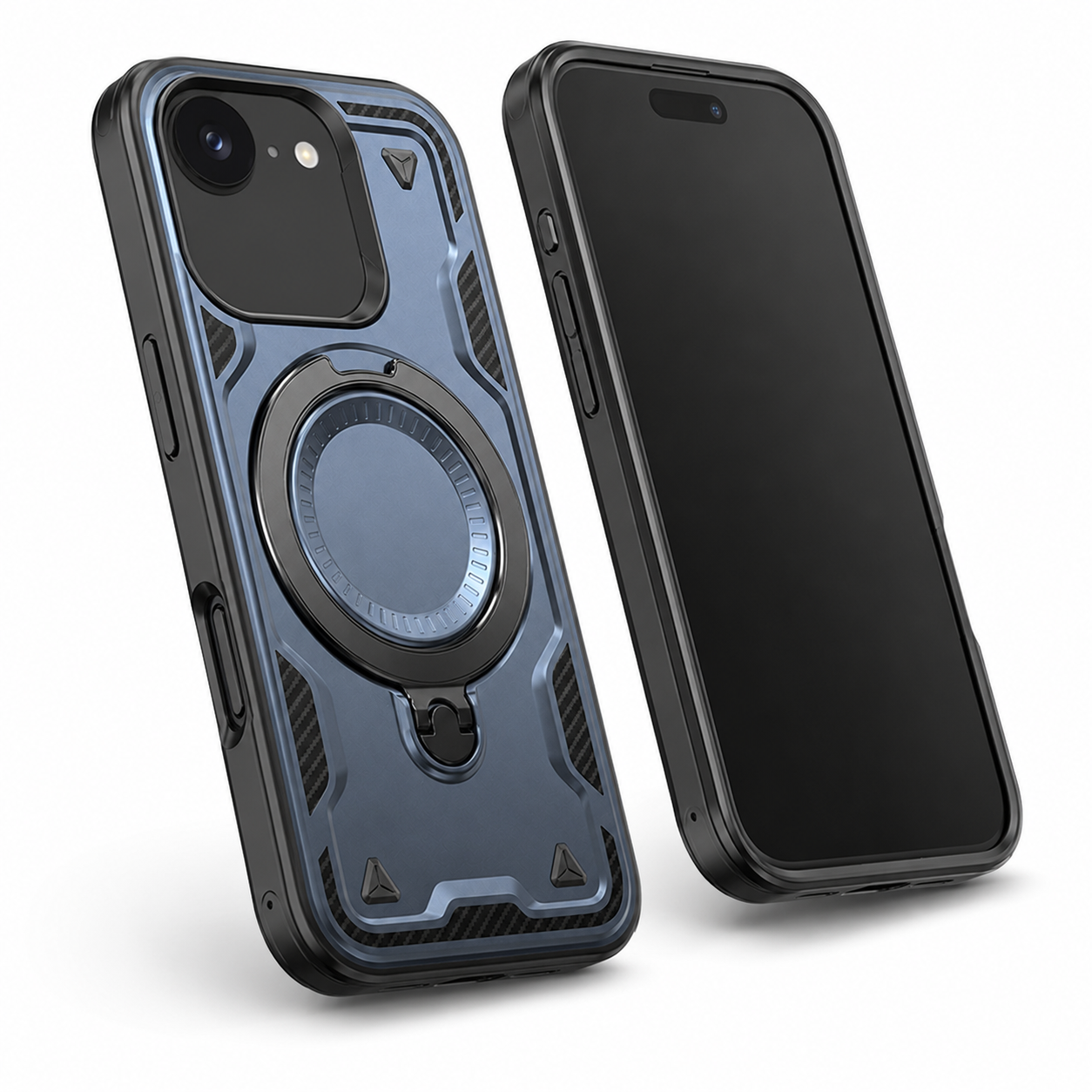 Navy shockproof MagSafe ring mobile cover back view – durable phone cases Canada