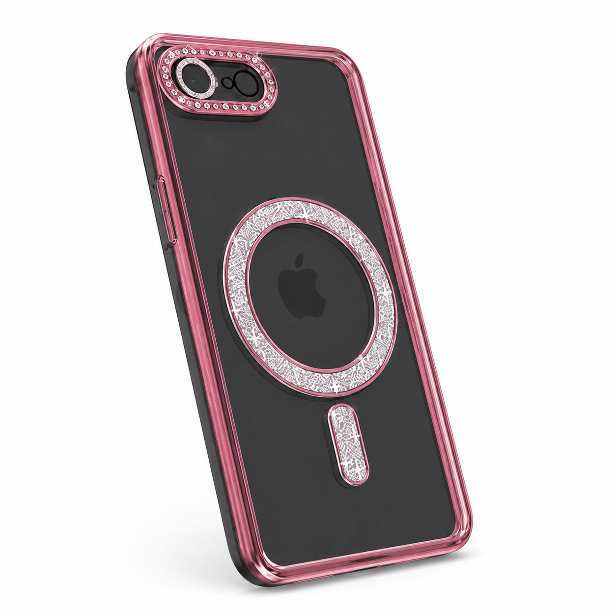 Rose gold glitter MagSafe protective cover with raised camera edges – durable phone case Canada