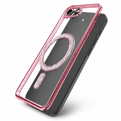 Apple iPhone 17e and 16e rose gold glitter case side view – mobile accessories Canada