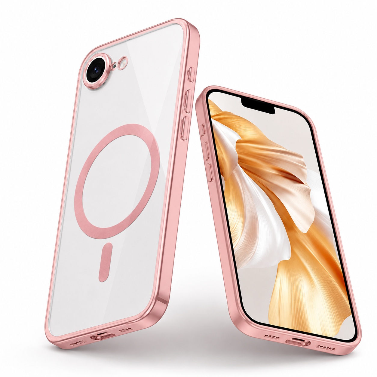 Apple iPhone 17e / 16e Rose Gold MagSafe case close-up, affordable phone cases Canada