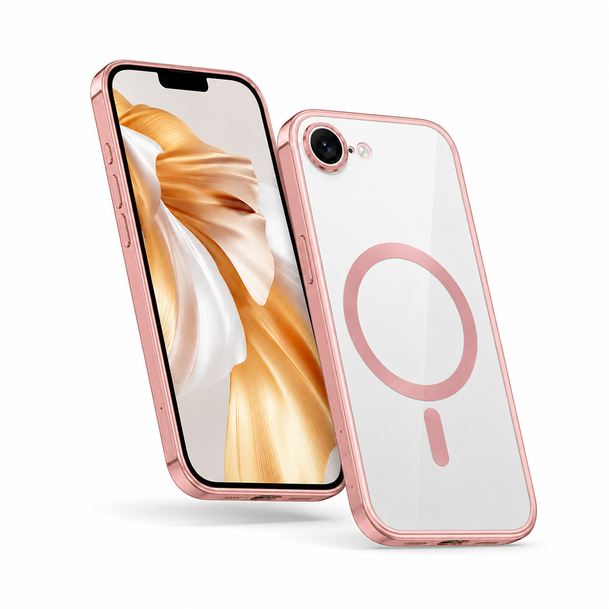 Rose Gold MagSafe protective phone cover for Apple iPhone 16e, stylish slim phone case