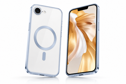 Slim light blue protective iPhone case with raised camera edge and precise fit
