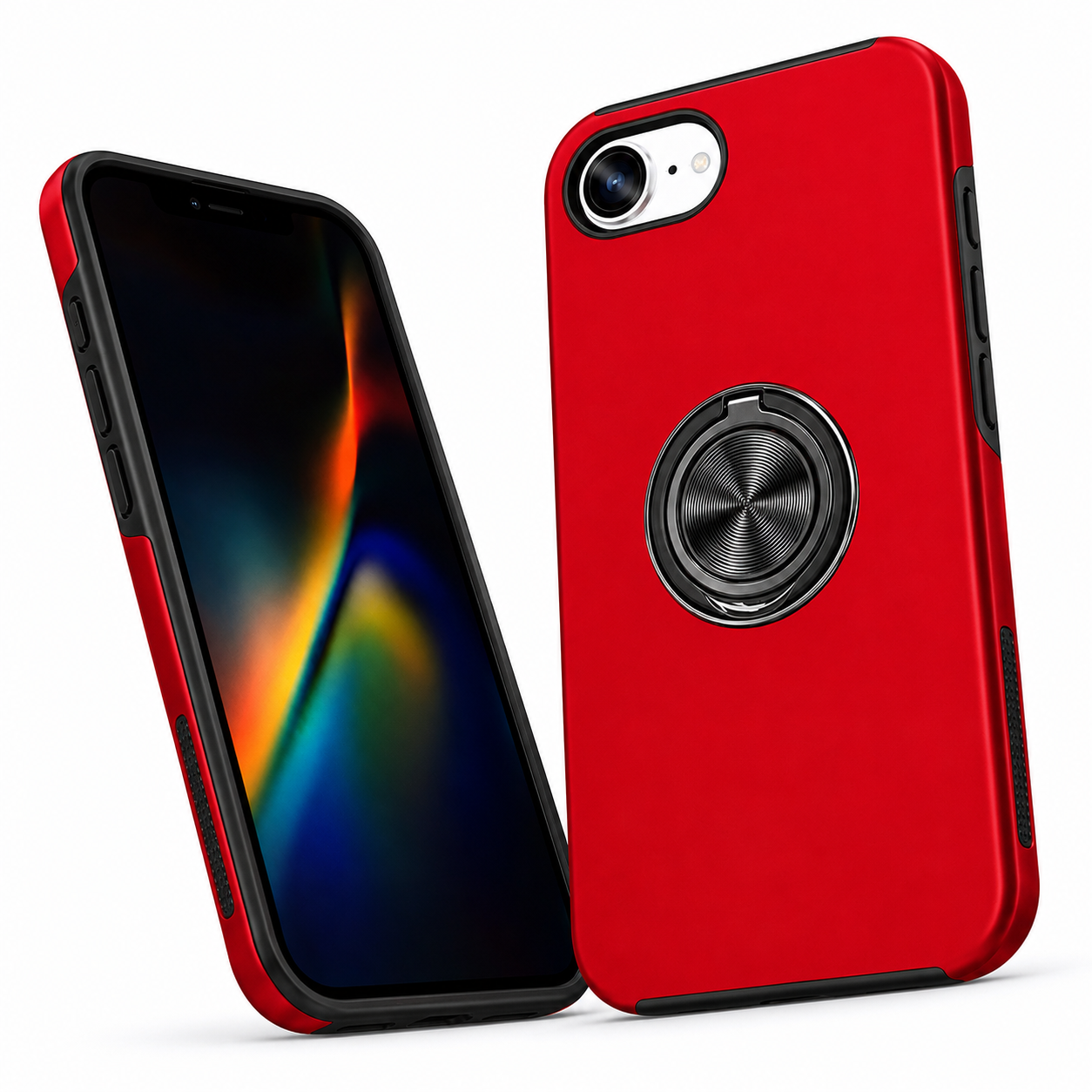 Red phone cover with hidden ring kickstand – durable phone cases Canada
