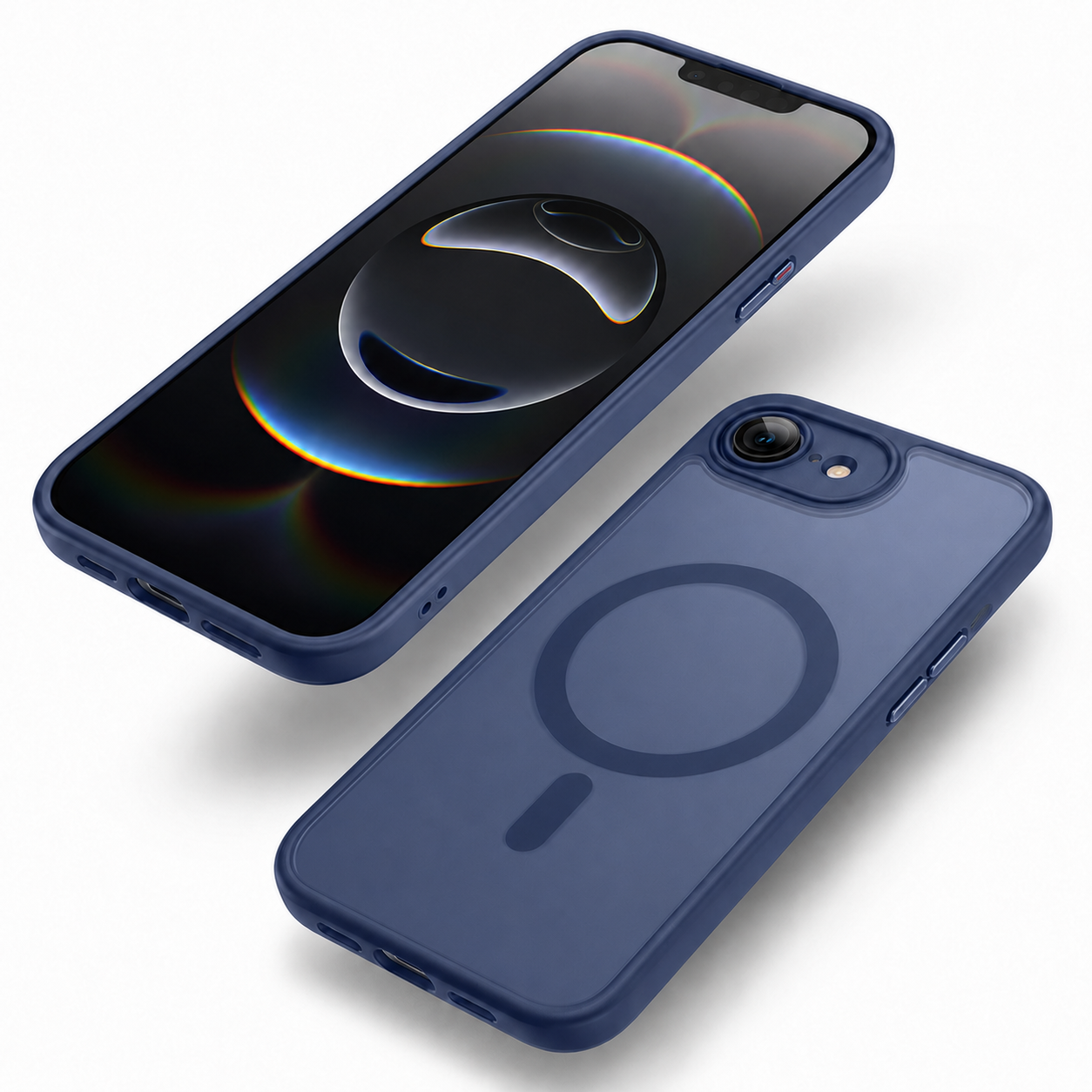 Blue matte rubberized iPhone case with MagSafe compatibility