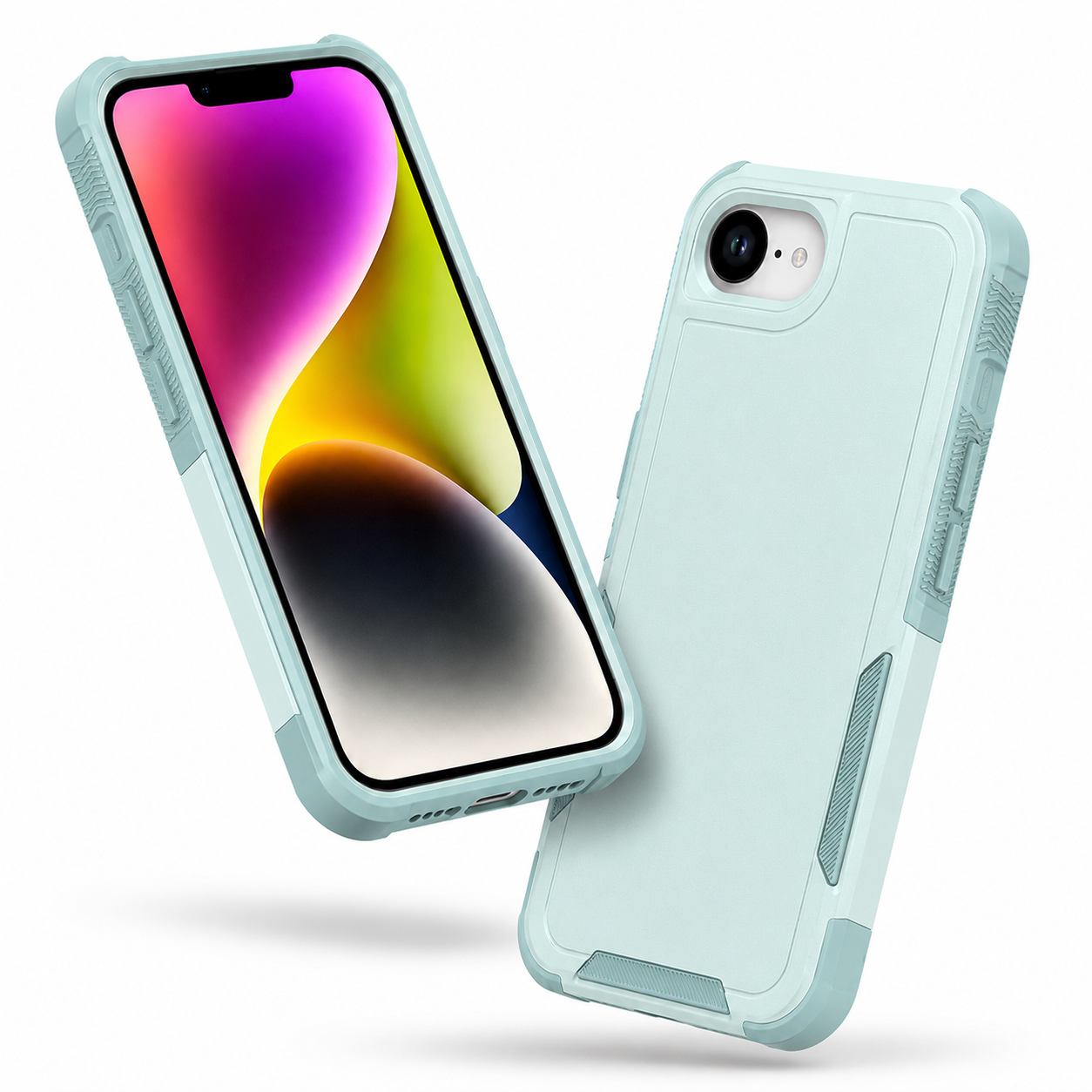 Teal slim protective iPhone case with anti-slip grip