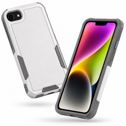 White slim shockproof iPhone case with raised camera bezel
