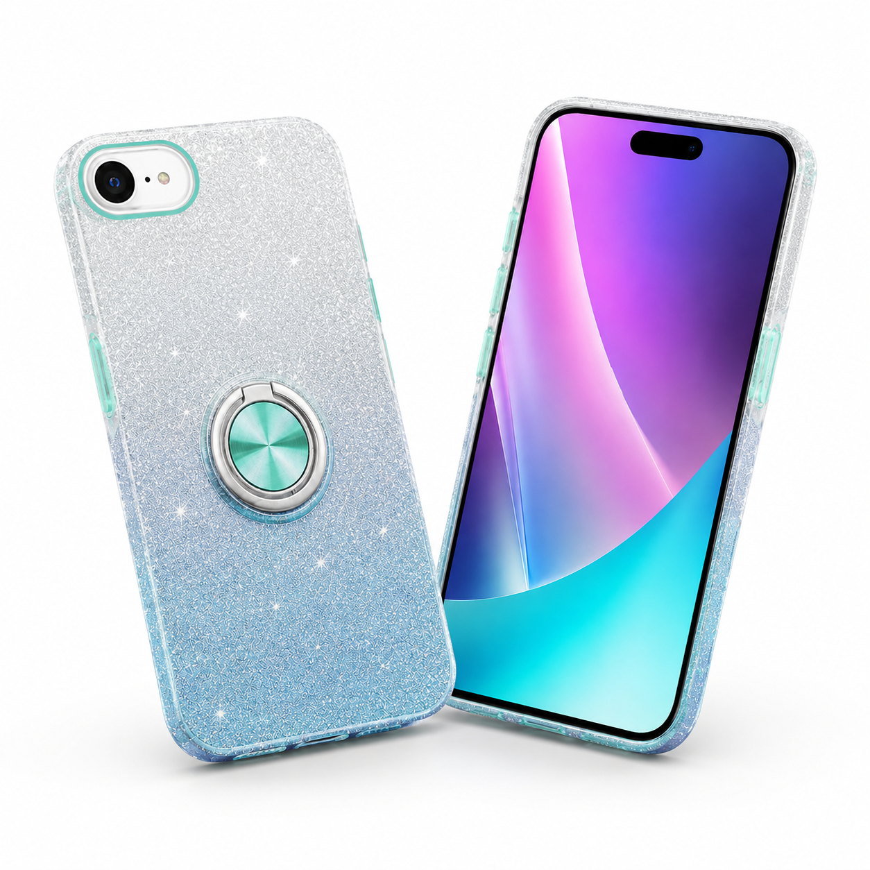 Buy iPhone cases online Canada – Blue Silver glitter protective case