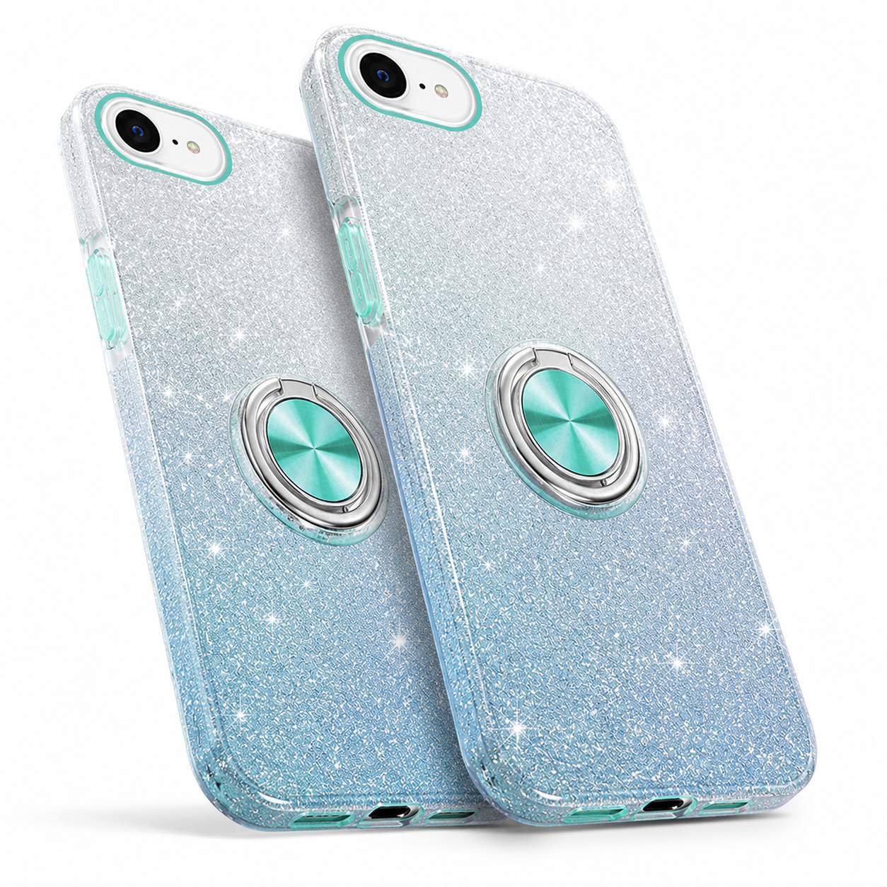 Blue glitter iPhone case Canada with built-in rotating ring stand