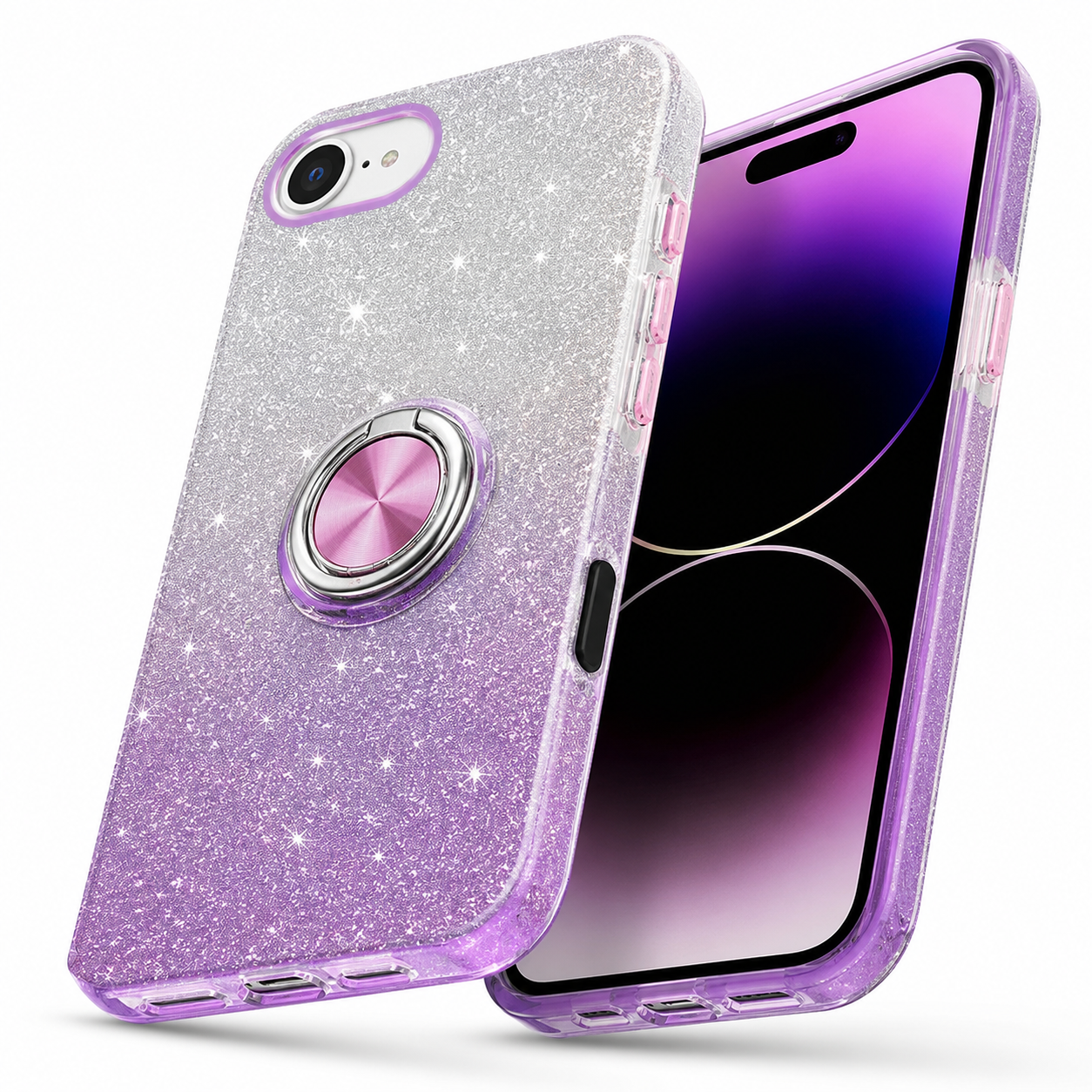 Durable phone cases Canada – Purple Silver glitter protective cover