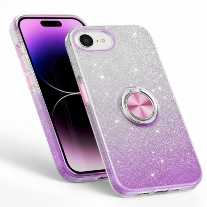 Purple Silver 3-in-1 iPhone case with anti-slip grip and camera protection